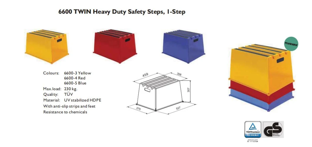 Manufacturer Polyethylene Safety Step Stool Heavy Duty Non-Slip Industrial Plastic Single Step Stool