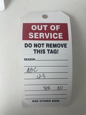 Custom Printing Logo Out of Service Tag PVC Waterproof Durable Plastic Tag